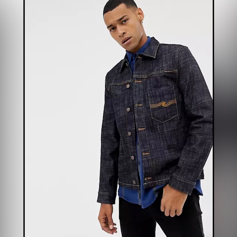 Nudie Jeans Co -Designer Denim Jacket | Gold Stitched | Button Up - Size: Medium